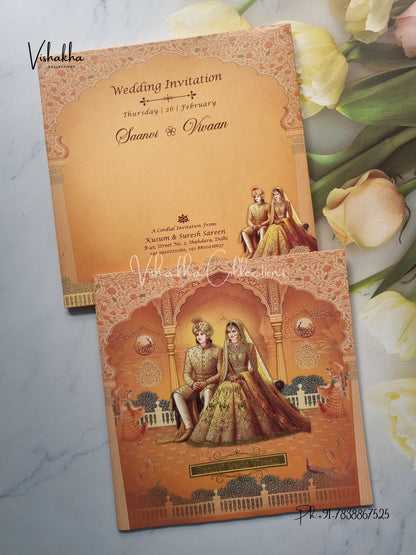 Semi Box Dulah Dulhan Hindu invitation Cards EJ-5144