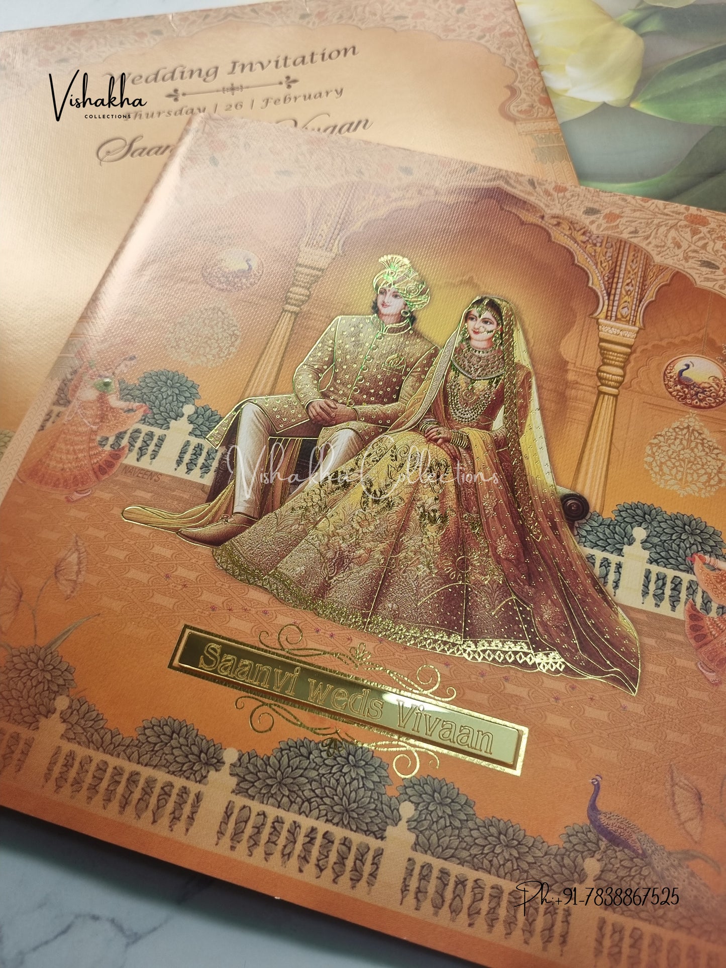 Semi Box Dulah Dulhan Hindu invitation Cards EJ-5144