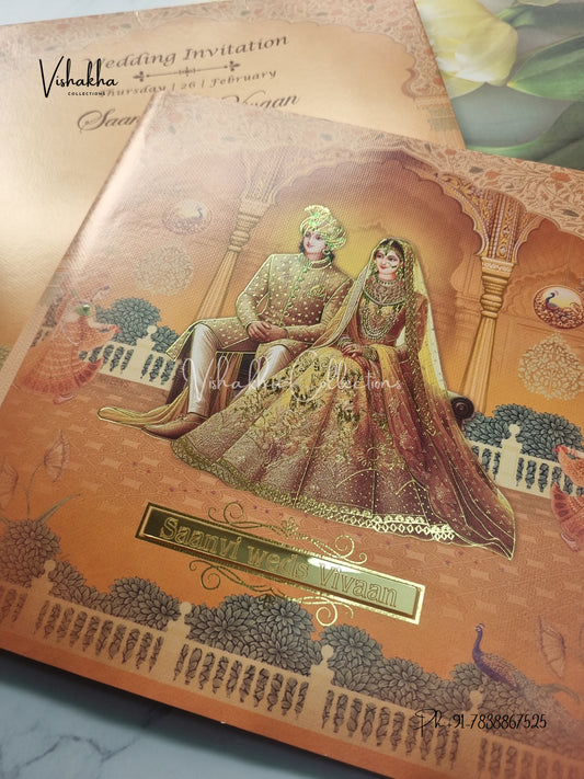 Semi Box Dulah Dulhan Hindu invitation Cards EJ-5144