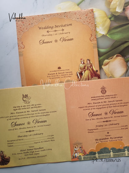 Semi Box Dulah Dulhan Hindu invitation Cards EJ-5144