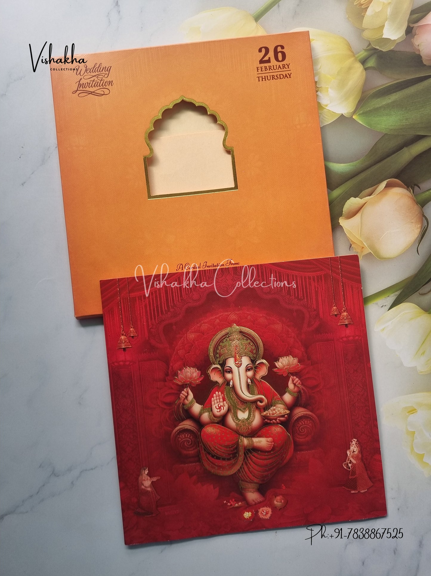 Semi Box Ganesh Ji Hindu invitation Cards EJ-5145