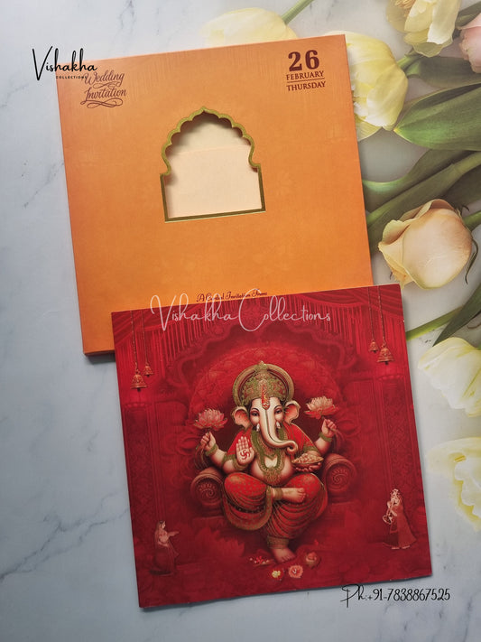 Semi Box Ganesh Ji Hindu invitation Cards EJ-5145