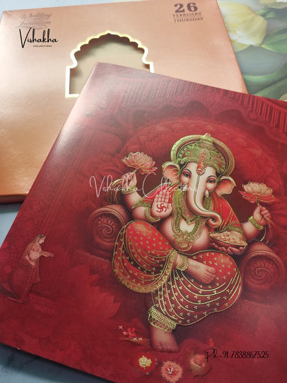 Semi Box Ganesh Ji Hindu invitation Cards EJ-5145