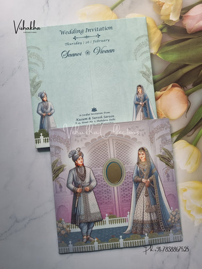 Semi Box Dulah Dulhan Hindu Sikh invitation Cards EJ-5146