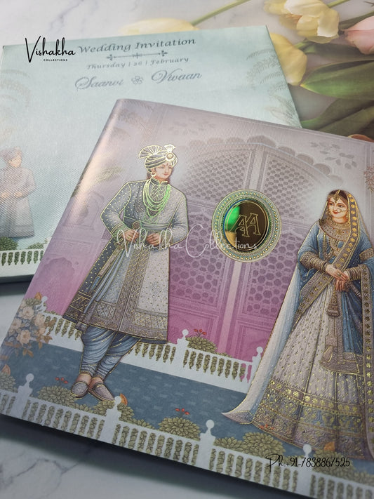 Semi Box Dulah Dulhan Hindu Sikh invitation Cards EJ-5146