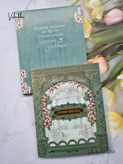 Flower Hindu Muslim Christian Sikh invitation Cards EJ-5155