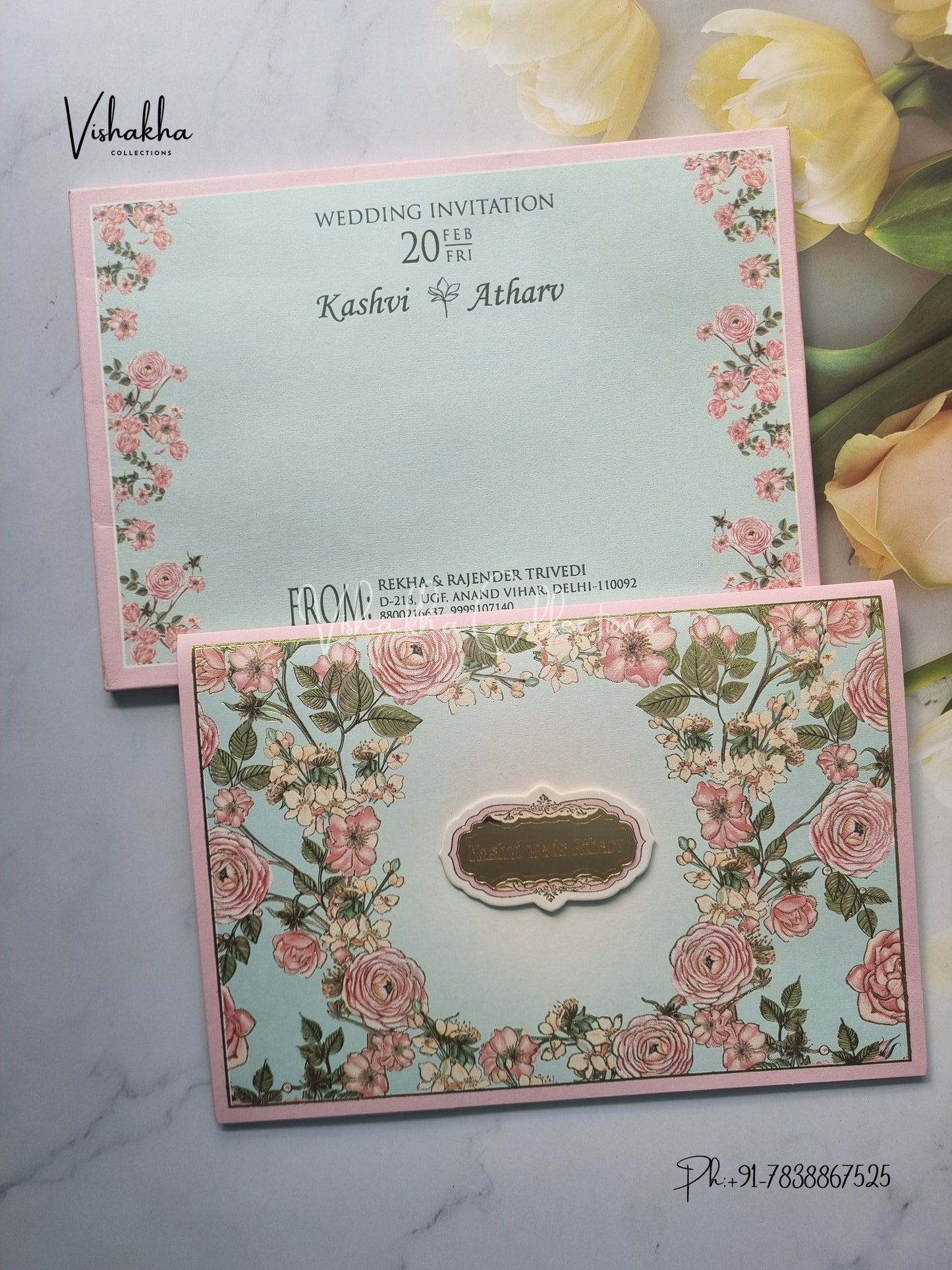 Semi Box Flower Hindu Muslim Christian Jain Sikh invitation Cards EJ-5166