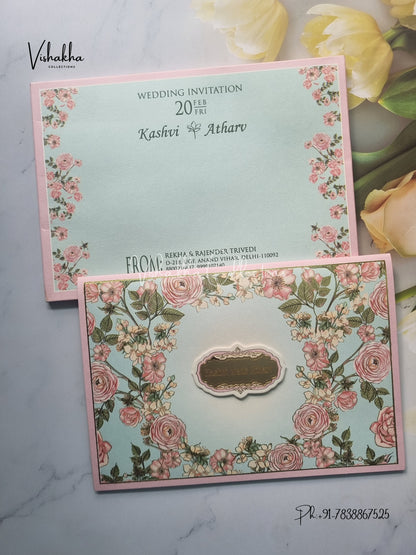 Semi Box Flower Hindu Muslim Christian Jain Sikh invitation Cards EJ-5166