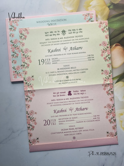Semi Box Flower Hindu Muslim Christian Jain Sikh invitation Cards EJ-5166