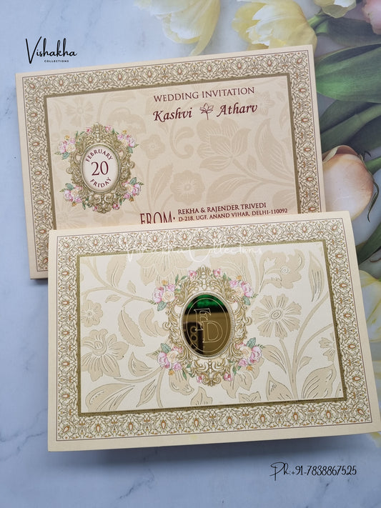 Flower Hindu Muslim Christian Sikh invitation Cards EJ-5167