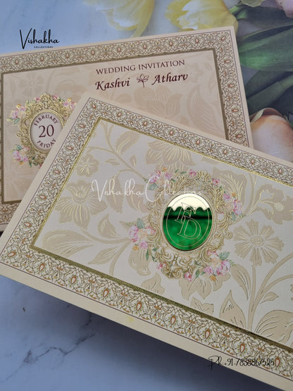 Flower Hindu Muslim Christian Sikh invitation Cards EJ-5167