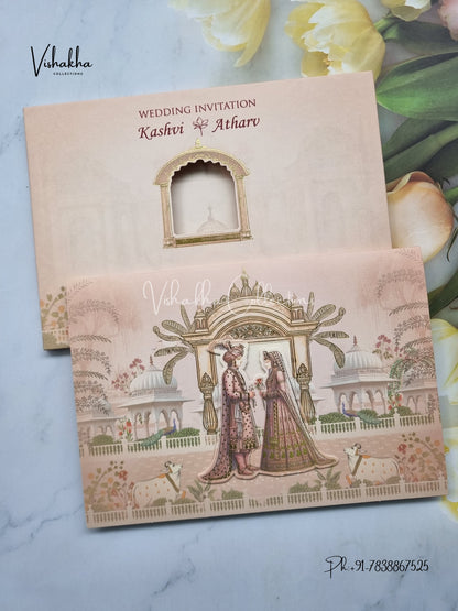 Peacock Dulah Dulhan Hindu Sikh invitation Cards EJ-5168