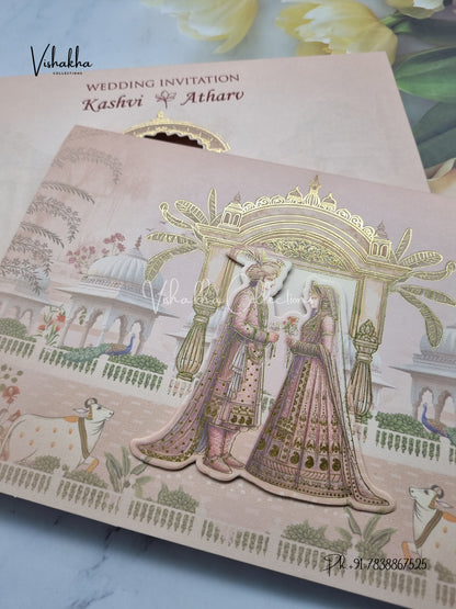 Peacock Dulah Dulhan Hindu Sikh invitation Cards EJ-5168