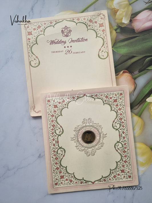 Semi Box Flower Hindu Muslim Christian Sikh invitation Cards EJ-5172