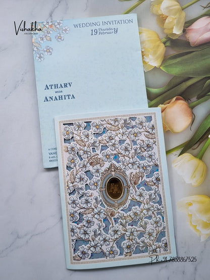 Flower Hindu Muslim Christian Sikh invitation Cards EJ-5174