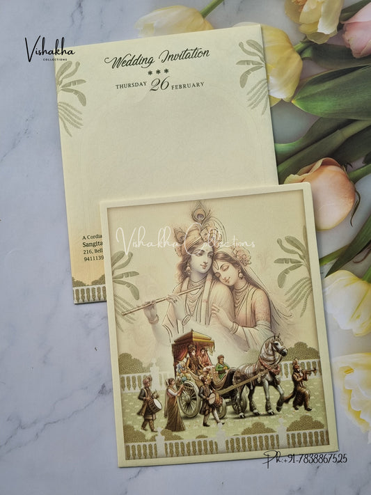 Radha Krishna Barat Hindu invitation Cards EJ-5180