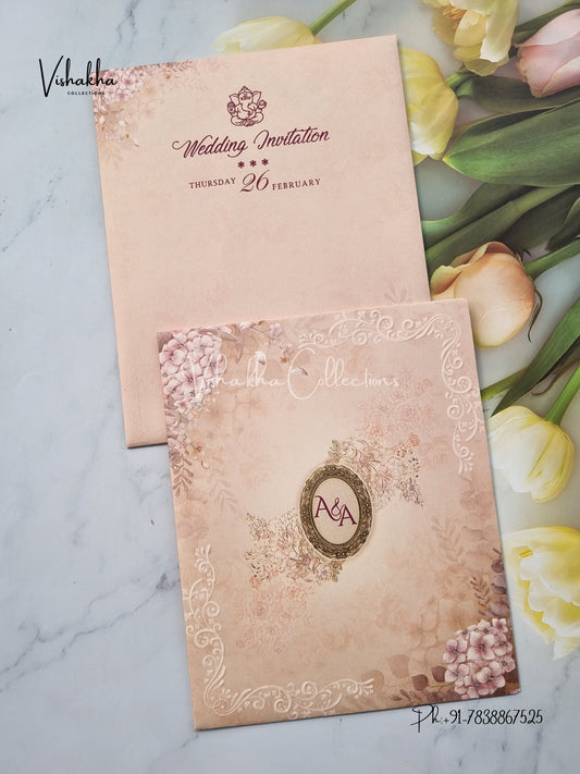 Flower Hindu Muslim Christian Sikh invitation Cards EJ-5181