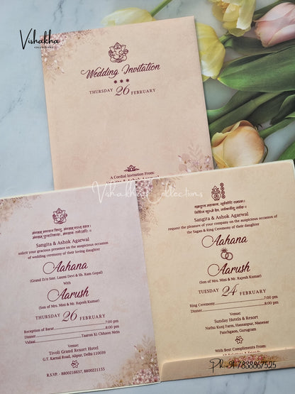 Flower Hindu Muslim Christian Sikh invitation Cards EJ-5181