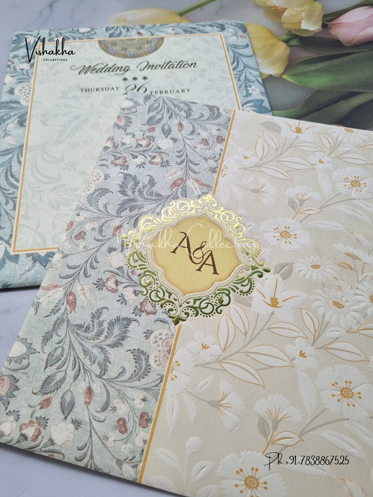 Flower Hindu Muslim Christian Sikh invitation Cards EJ-5182