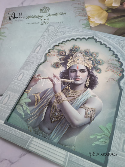Radha Krishna Hindu invitation Cards EJ-5186