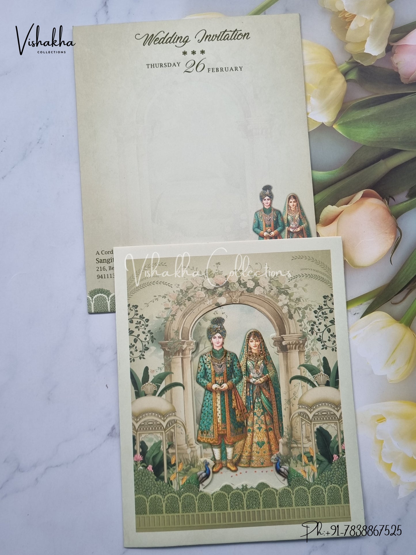 Peacock Dulah Dulhan Hindu Sikh invitation Cards EJ-5187