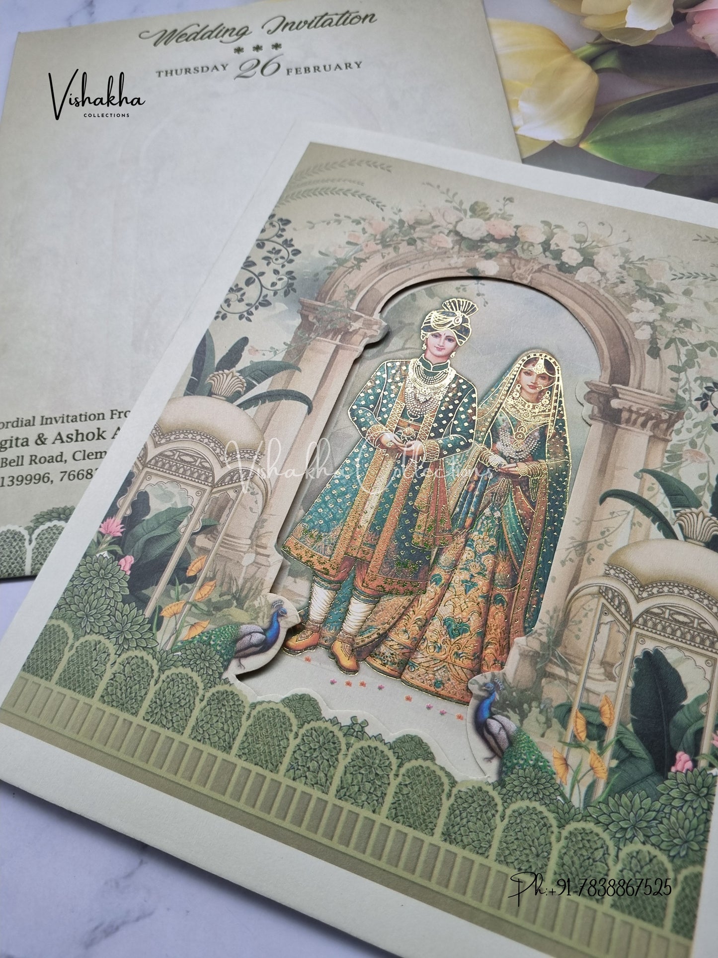 Peacock Dulah Dulhan Hindu Sikh invitation Cards EJ-5187