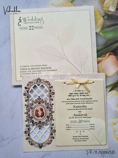 Flower Hindu Muslim Christian Sikh Laser Cut invitation Cards EJ-5196