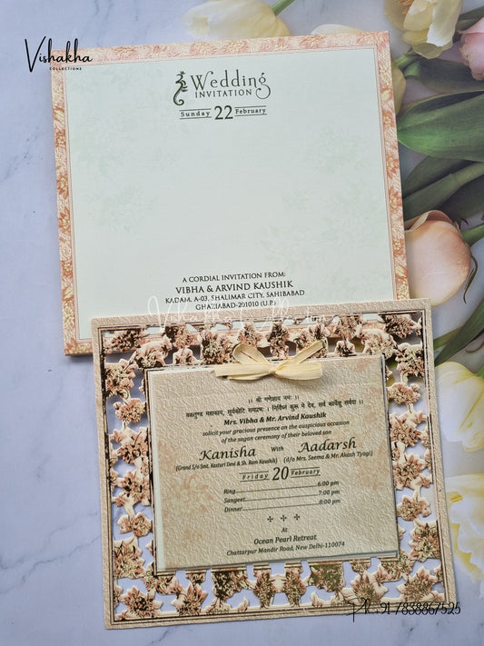 Flower Hindu Muslim Christian Sikh Laser Cut invitation Cards EJ-5198