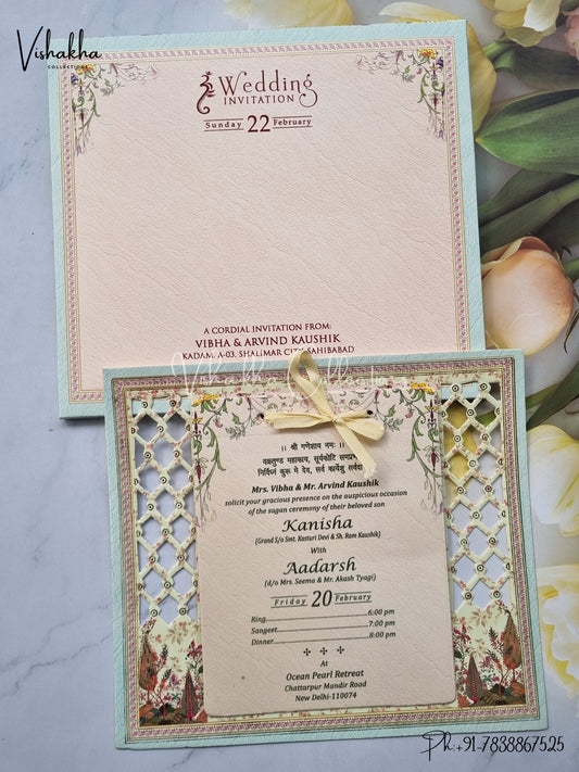 Flower Hindu Muslim Christian Sikh Laser Cut invitation Cards EJ-5199