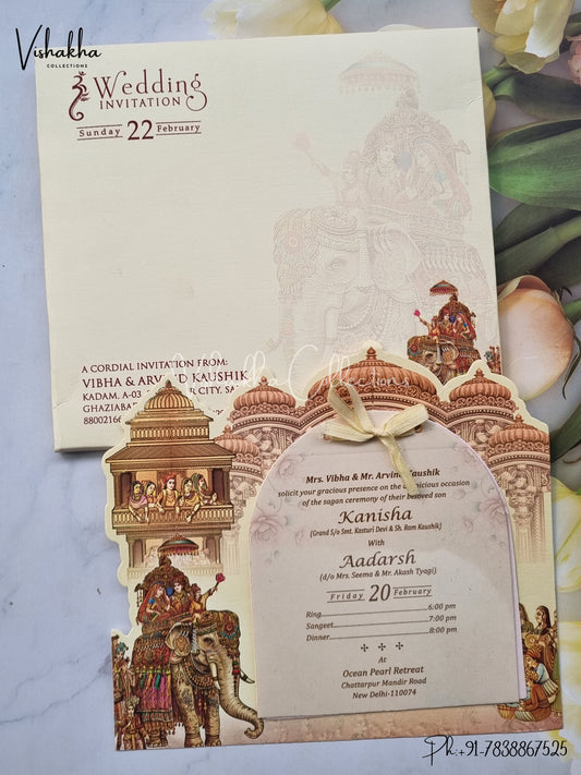 Hathi Dulah Dulhan Hindu Sikh Laser Cut invitation Cards EJ-5200