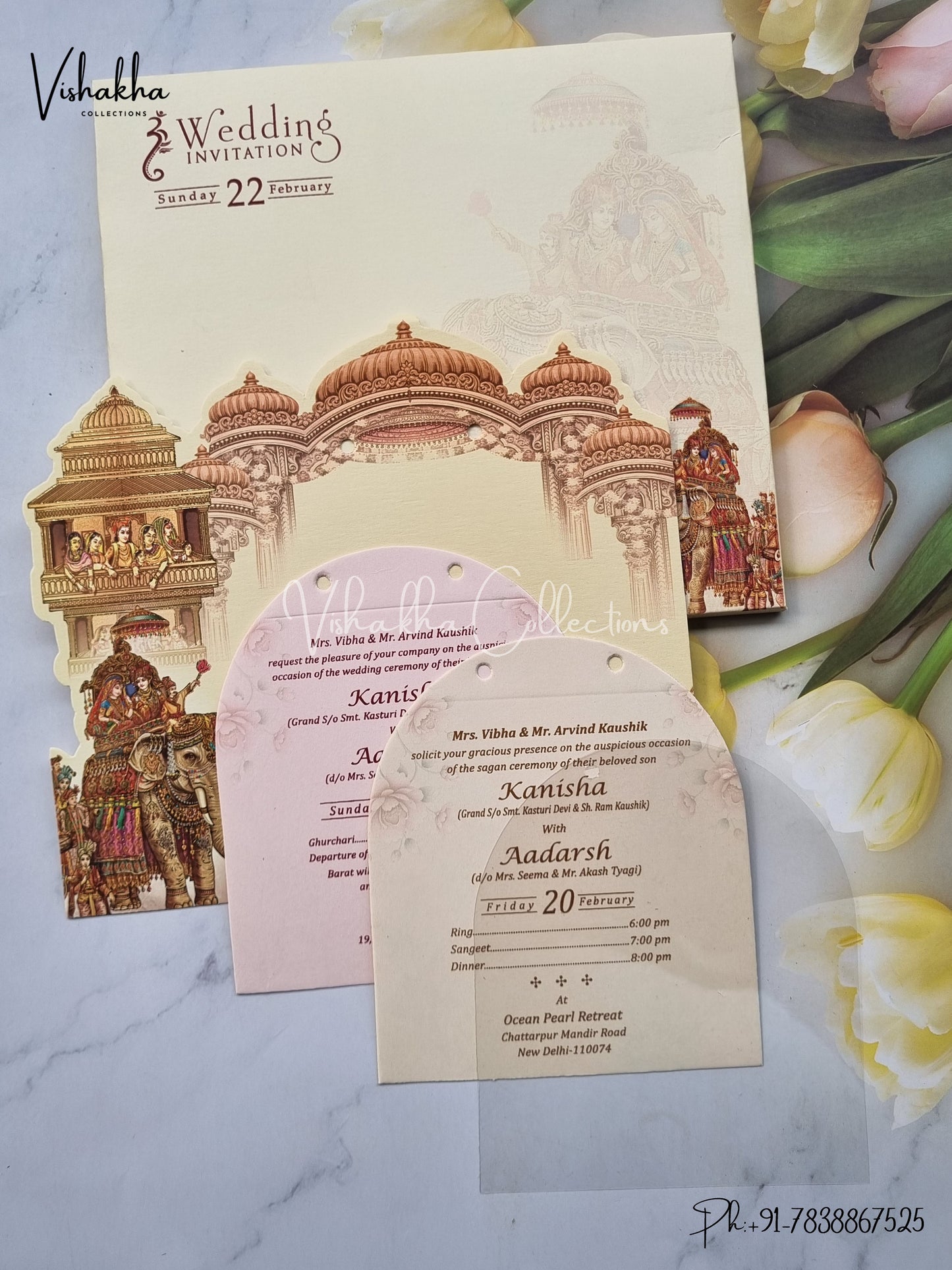 Hathi Dulah Dulhan Hindu Sikh Laser Cut invitation Cards EJ-5200