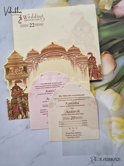 Hathi Dulah Dulhan Hindu Sikh Laser Cut invitation Cards EJ-5200