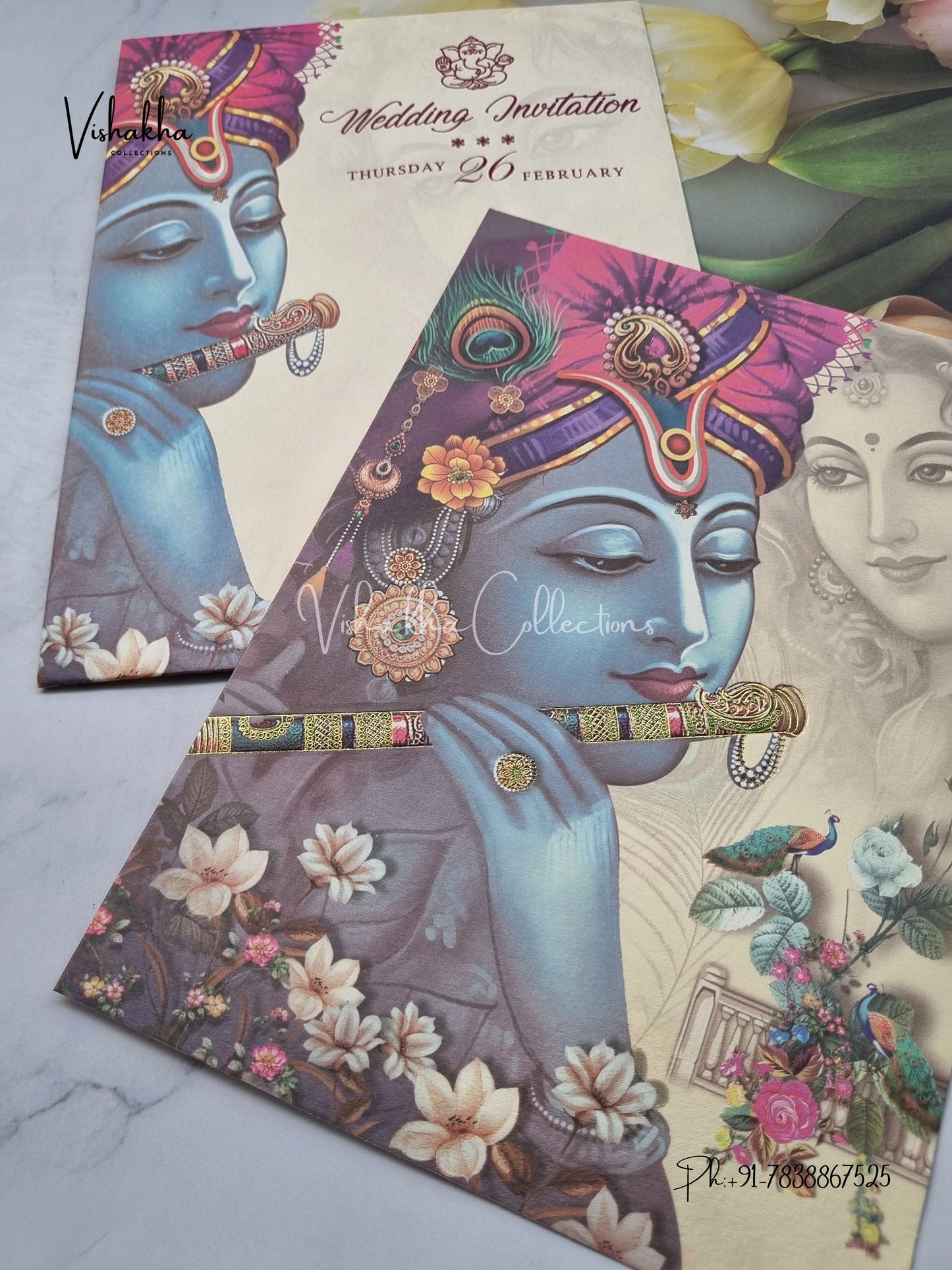 Radha Krishna Hindu invitation Cards EJ-5207