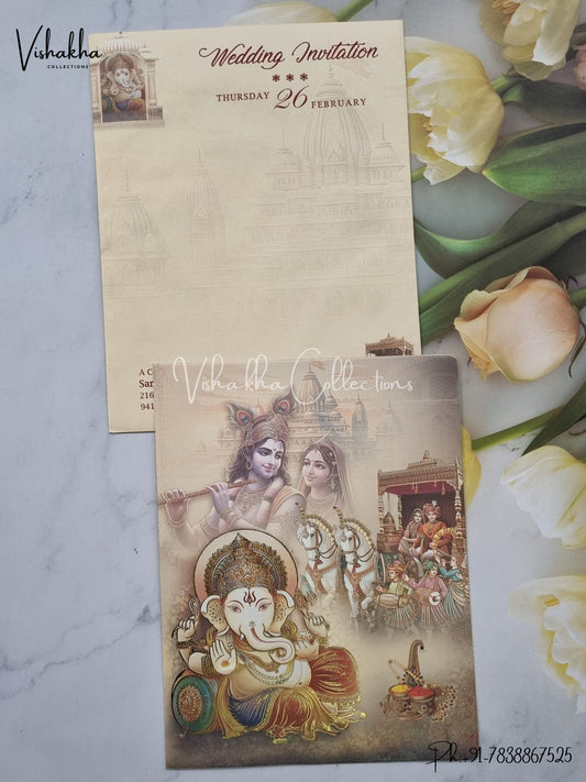 Radha Krishna Barat Ganesh Ji Hindu invitation Cards EJ-5208