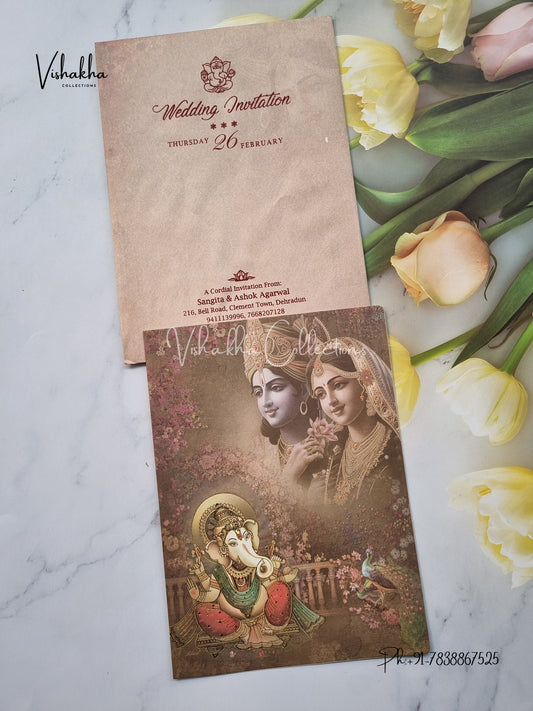 Radha Krishna Ganesh Ji Hindu invitation Cards EJ-5209