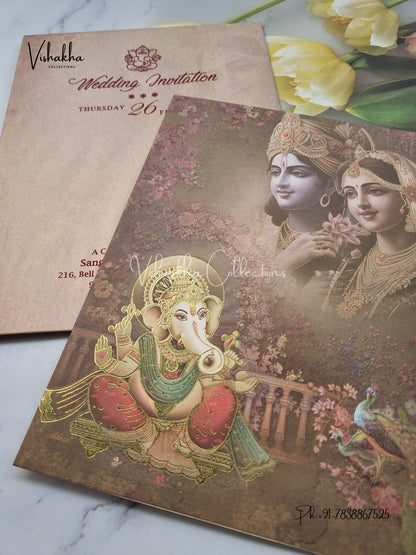 Radha Krishna Ganesh Ji Hindu invitation Cards EJ-5209