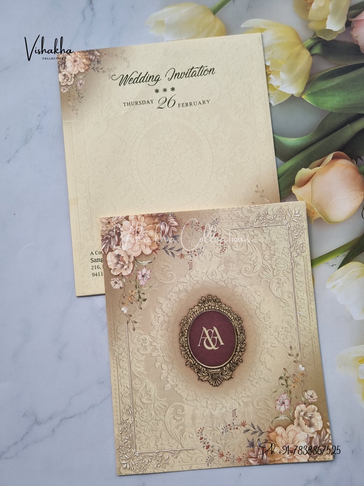 Flower Hindu Muslim Christian Sikh invitation Cards EJ-5210