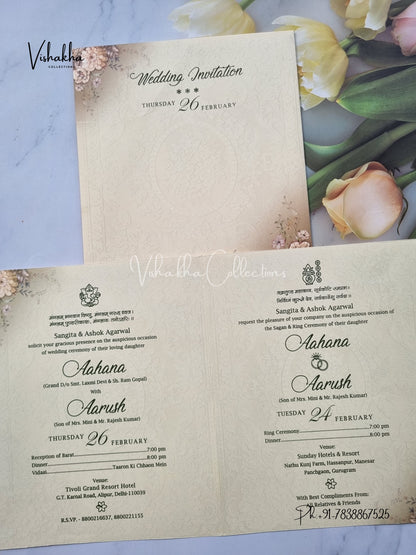 Flower Hindu Muslim Christian Sikh invitation Cards EJ-5210