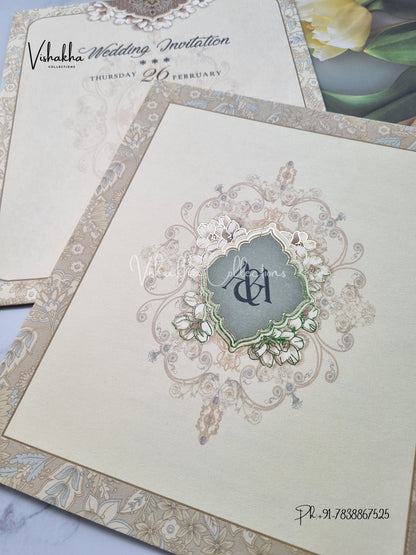 Flower Hindu Muslim Christian Sikh invitation Cards EJ-5212