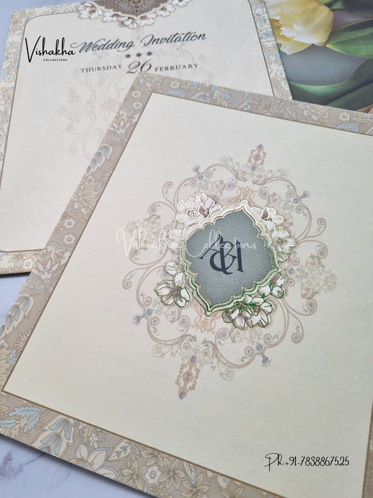 Flower Hindu Muslim Christian Sikh invitation Cards EJ-5212