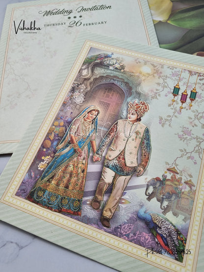 Dulah Dulhan Hindu Sikh invitation Cards EJ-5217