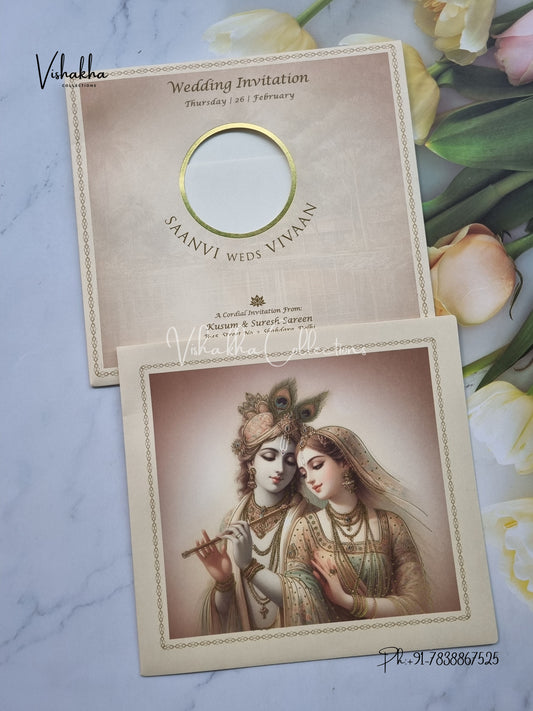 Radha Krishna Hindu invitation Cards EJ-5218