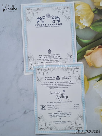 Single Insert Flower Hindu Muslim Christian Sikh invitation Cards EJ-5223