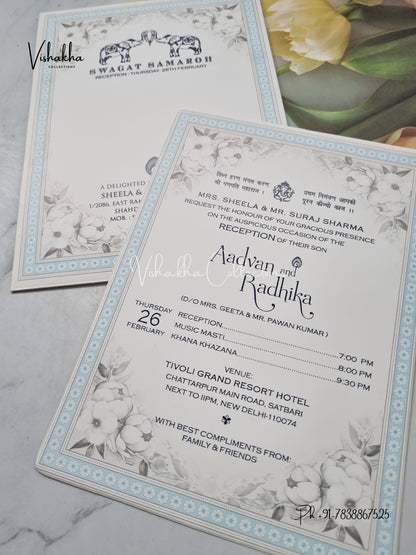 Single Insert Flower Hindu Muslim Christian Sikh invitation Cards EJ-5223