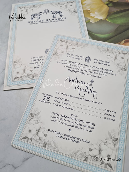 Single Insert Flower Hindu Muslim Christian Sikh invitation Cards EJ-5223