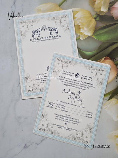 Single Insert Flower Hindu Muslim Christian Sikh invitation Cards EJ-5223