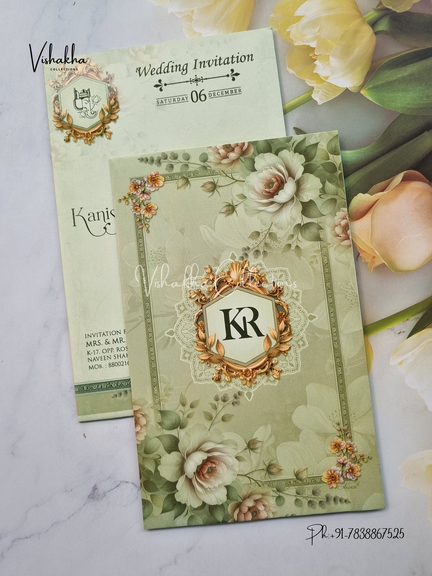 Flower Hindu Muslim Christian Sikh invitation Cards EJ-5246