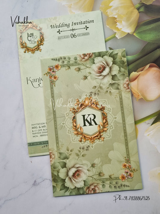 Flower Hindu Muslim Christian Sikh invitation Cards EJ-5246