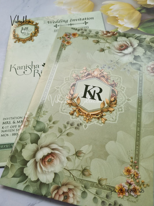 Flower Hindu Muslim Christian Sikh invitation Cards EJ-5246