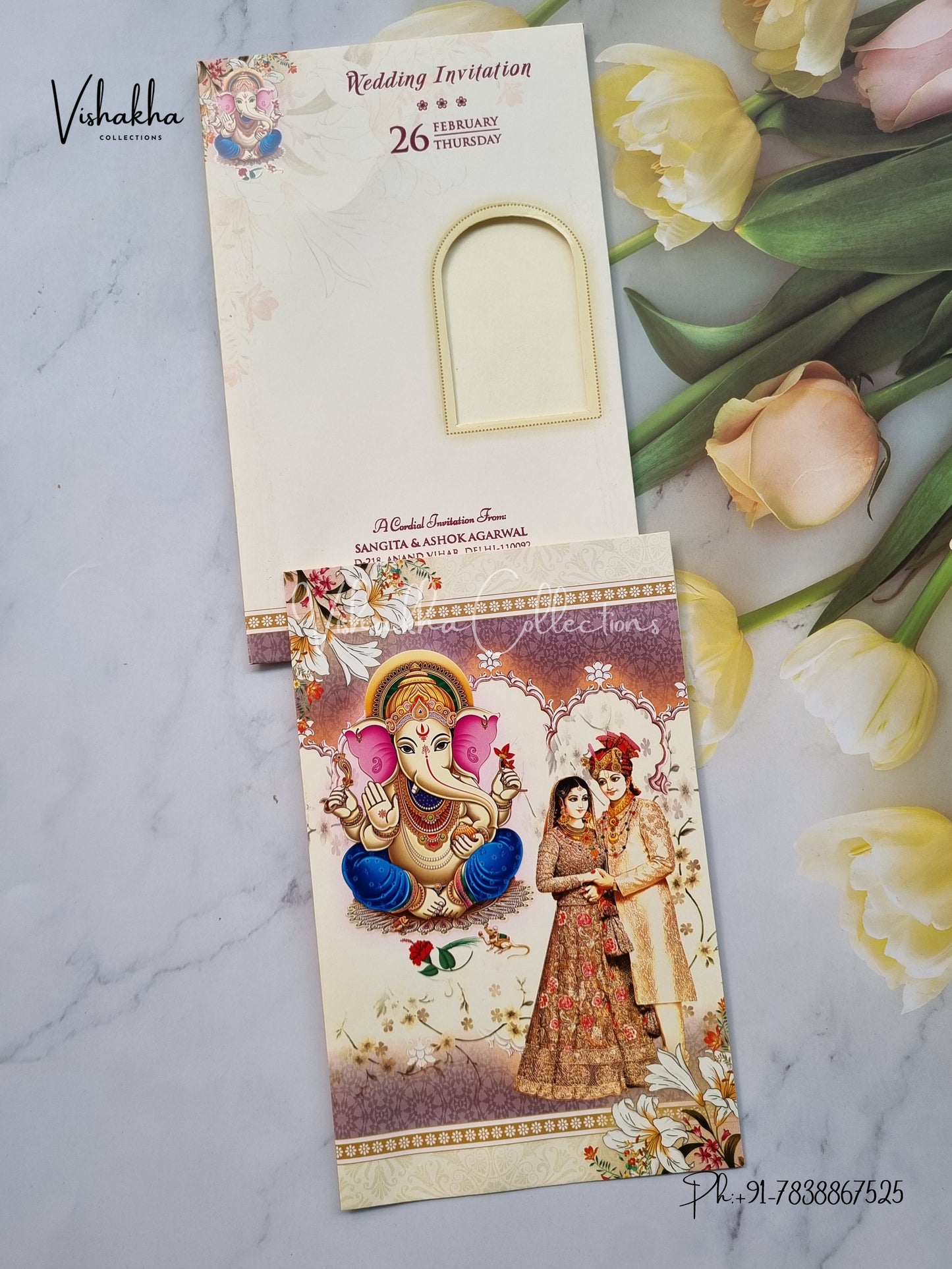 Ganesh Ji Dulah Dulhan Hindu invitation Cards EJ-5247